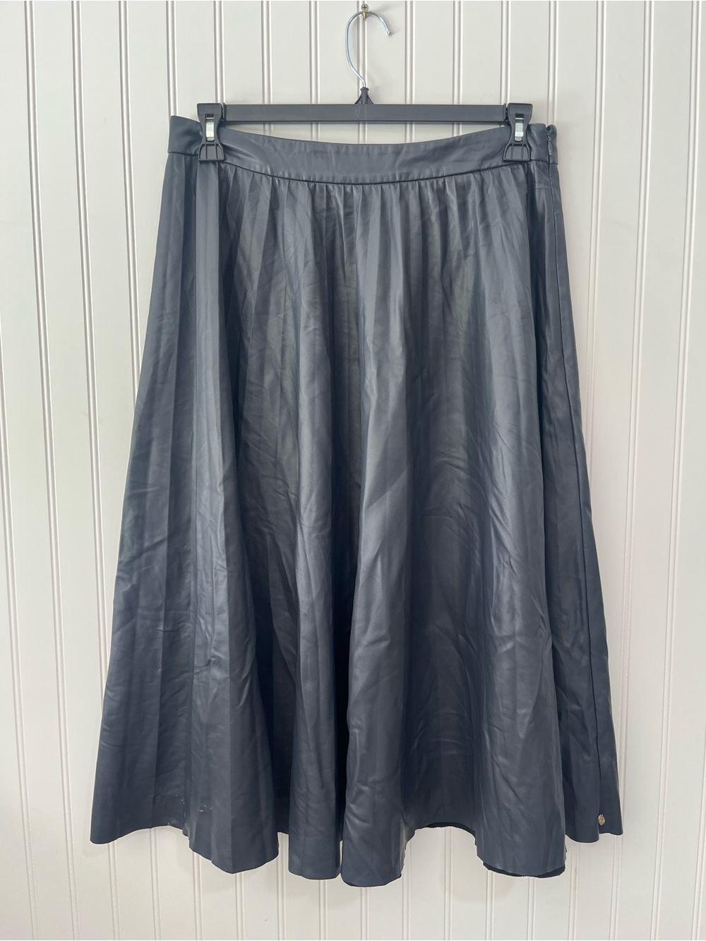 Navy Textured Button Jacket with Navy Pleated Midi Skirt - Picture 7 of 11